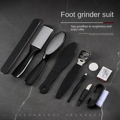 Kit Profesional de Cuidado del Pie, Juego de 10 Piezas / Tamaño 30.48 cm, Incluye Herramientas para Pedicura con Piedra Pómez para Eliminar Cutículas Muertas, Color Beige Claro y
