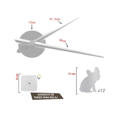 Reloj Pared 3D Decorativo Perros Acrílico Moderno JK167