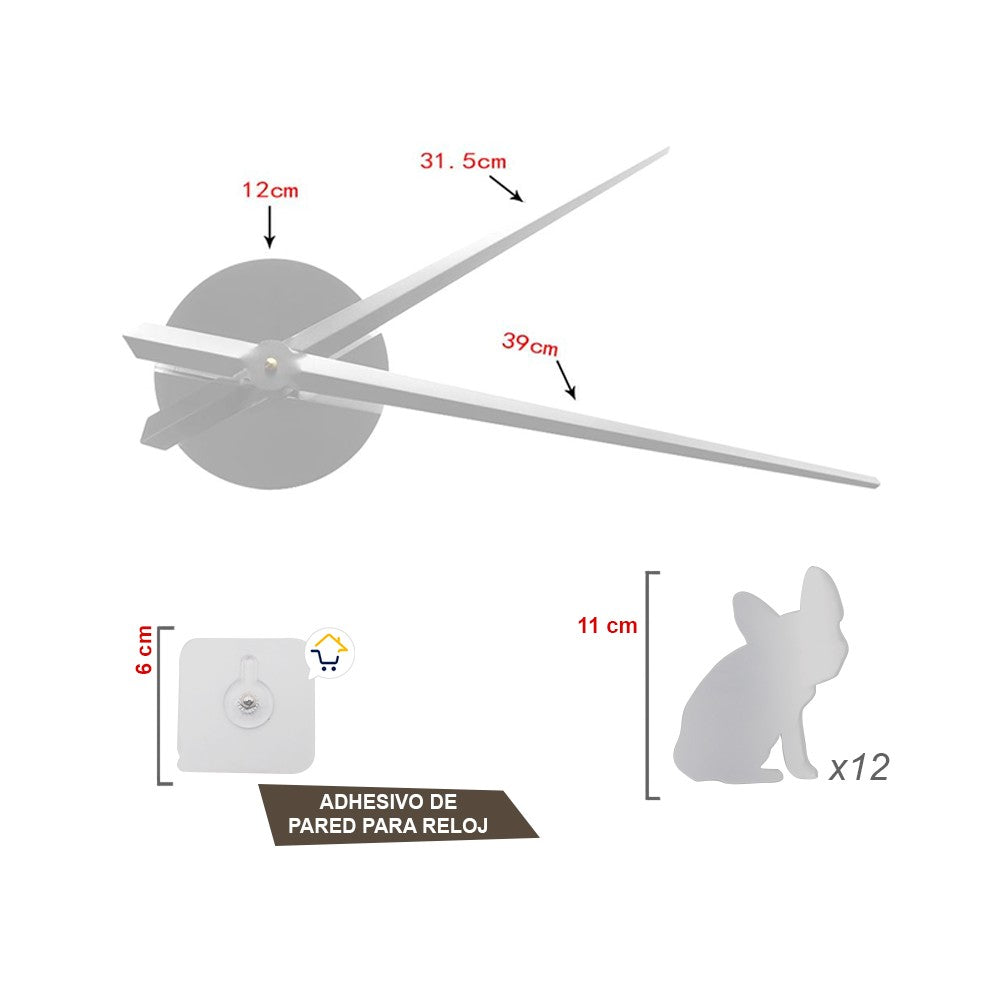 Reloj Pared 3D Decorativo Perros Acrílico Moderno JK167