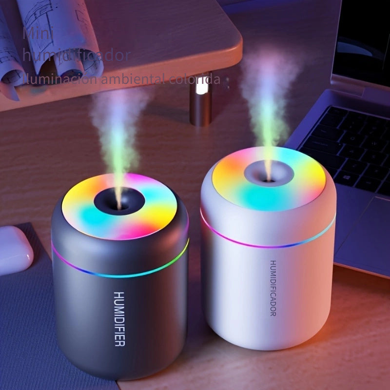 Humidificador Compacto de 6.09oz con Alimentación USB, Luces Coloridas y Aromaterapia - Ideal para Dormitorio, Coche, Hogar, Decoración de Dormitorios - Batería No Incluida