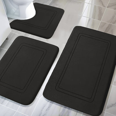 3pcs Alfombra de Baño de Espuma Engrosada con Memoria, Antideslizante, Extra Absorbente, Suave, Lavable a Máquina, Absorción Rápida, Secado Rápido, Engrosada Antideslizante, Resistente al Desvanecimiento, Adecuada para Dormitorio, Baño, Decoración de Hab