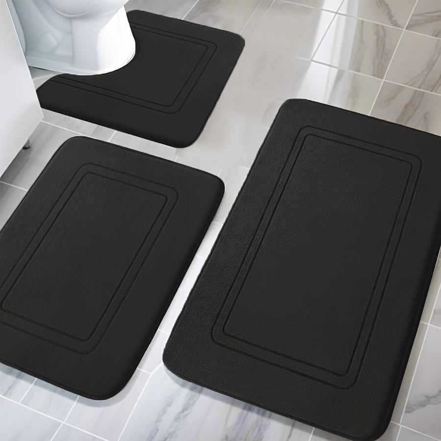 3pcs Alfombra de Baño de Espuma Engrosada con Memoria, Antideslizante, Extra Absorbente, Suave, Lavable a Máquina, Absorción Rápida, Secado Rápido, Engrosada Antideslizante, Resistente al Desvanecimiento, Adecuada para Dormitorio, Baño, Decoración de Hab