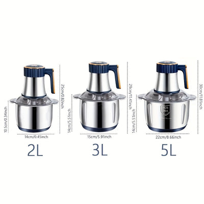 Procesador de Alimentos 2L-5L, Picadora Multifuncional para Verduras y Ajo, Trituradora de Jugos y Fideos – Herramienta Esencial en la Cocina, Ideal para Cebollas y Ensaladas – 5 Velocidades