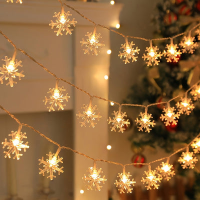 1 pza. Cadenas de luces LED decorativas de copo de nieve, alimentadas por batería, decoraciones de luces de copo de nieve, guirnalda navideña decoración de boda de año nuevo en la sala de estar dormitorio