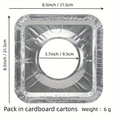 50pcs Cubiertas Desechables de Aluminio para Quemadores de Estufa de Gas, Cuadradas de 21.59cm, Resistentes al Calor - Almohadillas de Protección Gruesas para Cocina, Ideales para Uso Doméstico y Necesidades de Cocina, Protectores para la Parte Superior