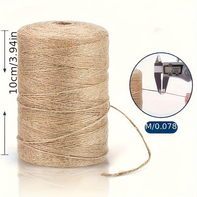 656 Pies de Cuerda Natural de 2mm para Manualidades, Jardinería, Envoltura de Regalos y Proyectos de Arte - No Requiere Electricidad ni Batería