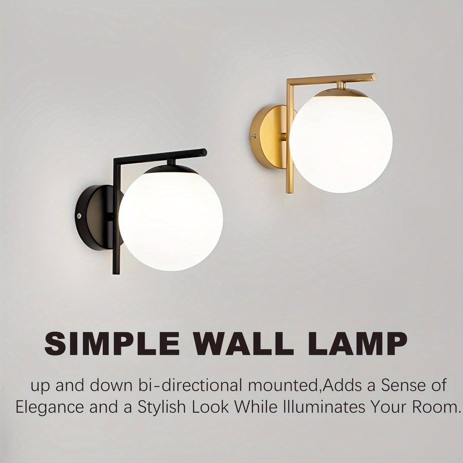 Linterna de pared metálica moderna minimalista con pantalla de alta transparencia, portalámparas E27 para dormitorio/salón/corredor (bombilla no incluida)