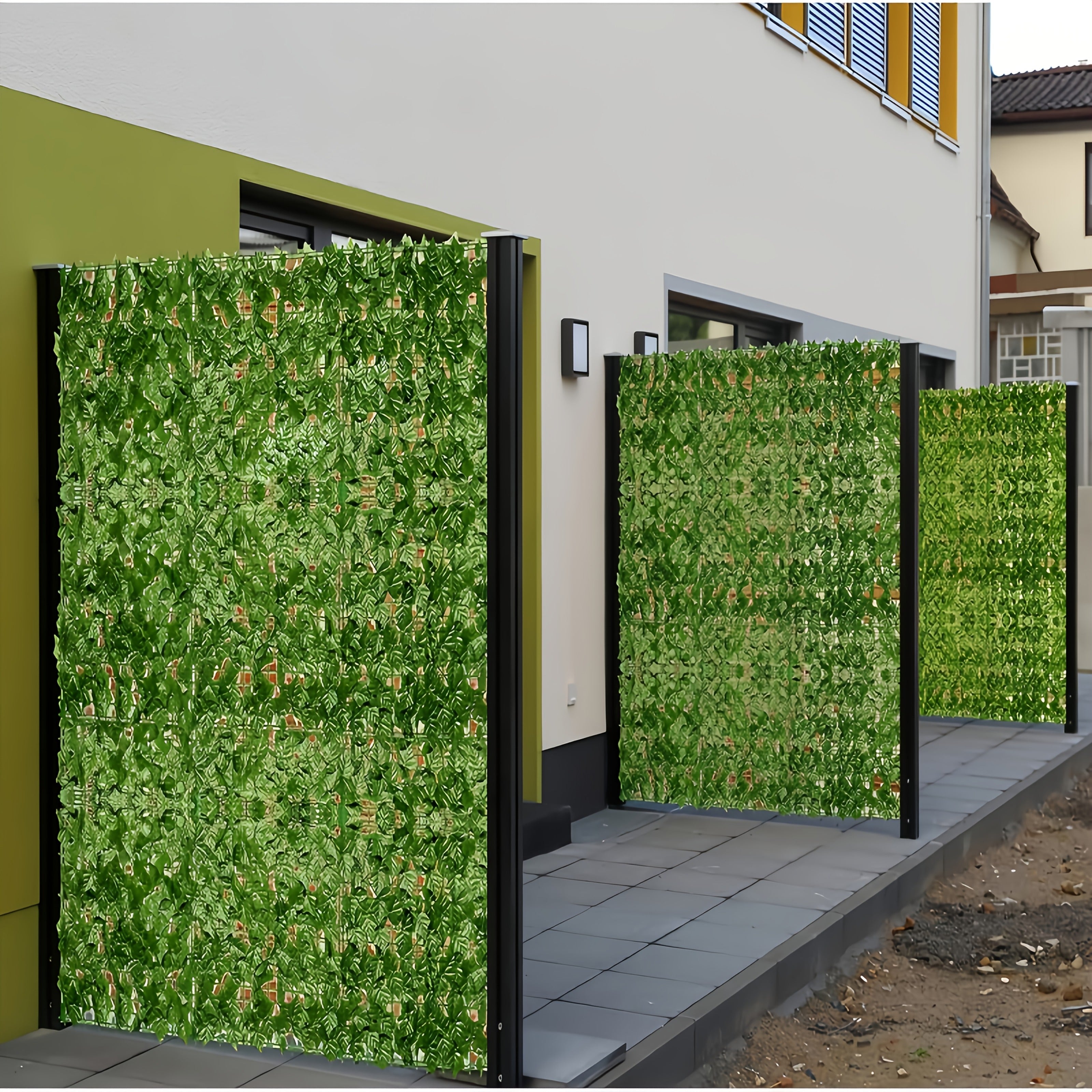 6 paneles de hiedra artificial resistente a los rayos UV, 304.8×50.8 cm, para privacidad en exteriores - Pantalla solar y verde de plástico duradero, sin mantenimiento, ideal para jardín, patio, balcón, decoración navideña, cercas exteriores, pantalla de