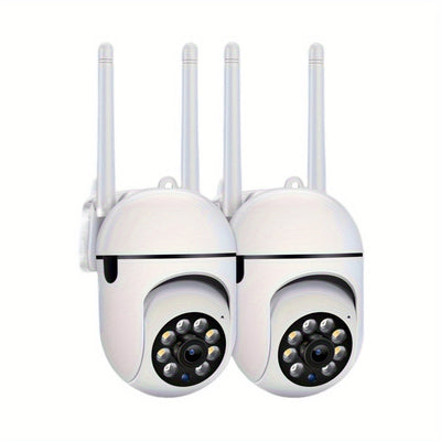 2 cámaras de seguridad de 1080P con visión nocturna Full HD, luces de escena y sirena, audio bidireccional para vigilancia doméstica interior/exterior, pan/tilt/zoom, WiFi habilitado, seguimiento de movimiento - Compatible con Alexa, control inalámbrico,