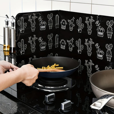 1 Protector de salpicaduras de cocina resistente al calor - 33,27" x 12,80" Cubierta de papel aluminio negro, adecuada para hornos de gas, protege paredes y superficies de daños por grasa y manchas.