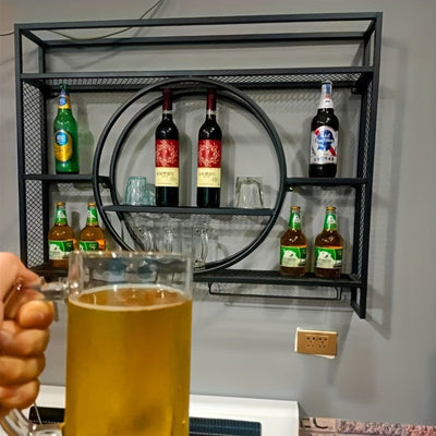 Estante de vino colgante de pared - Estante de exhibición de arte de hierro para el hogar, sala de estar, comedor - Almacenamiento vertical ahorrador de espacio con diseño decorativo de volutas, decoración de vino