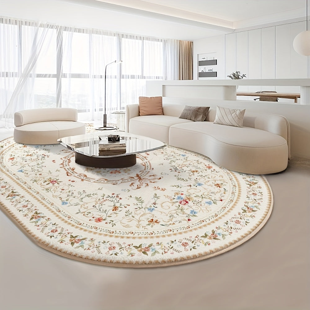 Alfombra moderna lavable de estilo europeo retro con diseño floral fresco, 850 g/m², terciopelo suave, antideslizante y duradera, para sala de estar, dormitorio o entrada, que muestra tu estatus noble. Material de alta gama y artesanía exquisita para un