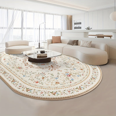 Alfombra moderna lavable de estilo europeo retro con diseño floral fresco, 850 g/m², terciopelo suave, antideslizante y duradera, para sala de estar, dormitorio o entrada, que muestra tu estatus noble. Material de alta gama y artesanía exquisita para un
