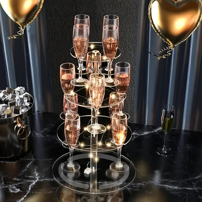 Soporte de champán de acrílico moderno y lujoso, con capacidad para martinis y margaritas, soporte de copas de cóctel, estante de bebidas escalonado multifuncional, adecuado para bodas, bares y reuniones de fiesta.