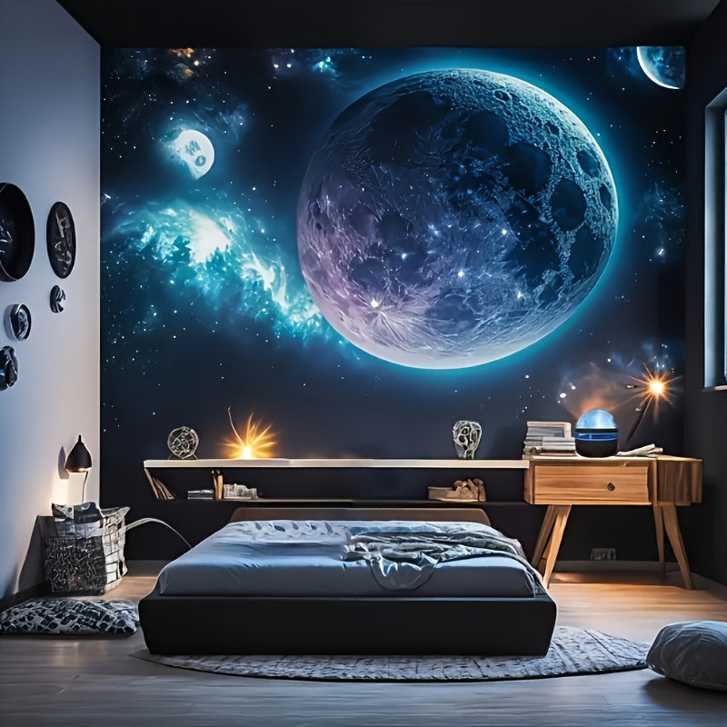 1 lámpara LED nocturna proyectora, diseño cósmico con efecto de ondas de agua y planetas, alimentación por USB, brillo ajustable, incluye control remoto, temática de fantasía moderna para decoración de dormitorio, sala de estar o sala de juegos, iluminac
