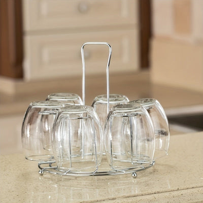 Soporte para tazas de acero inoxidable con base alta, elegante porta vasos de metal, escurridor para mostrador de cocina, organizador de tazas