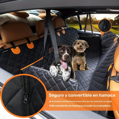 Fundas para Asientos de Perro Impermeables 600D - Hamaca Antideslizante y Resistente a Arañazos con Poliéster Suave, Ajuste Universal para Autos, Camionetas y SUVs, Protección para el Asiento Trasero