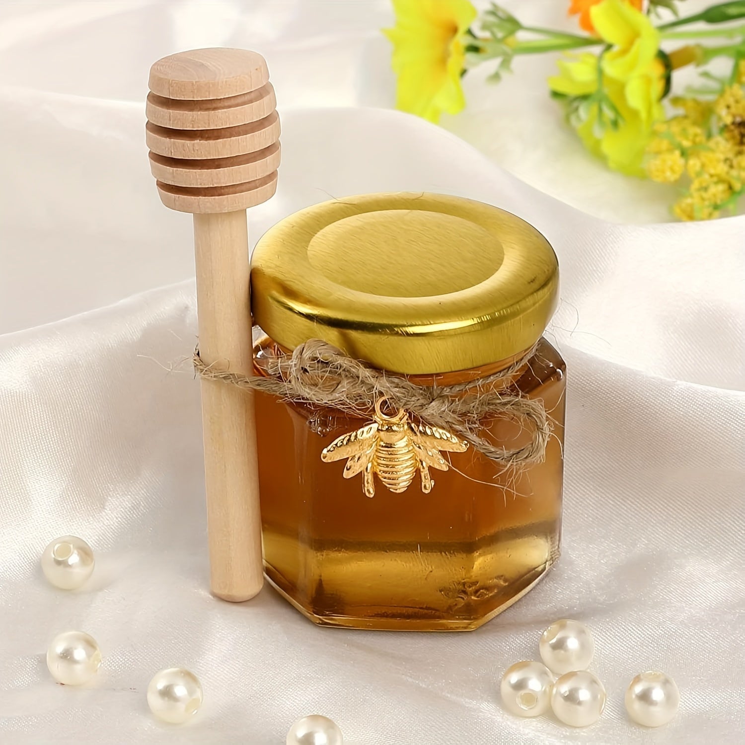 Conjunto de 20/30/50/60 frascos de miel, frascos de miel de vidrio transparente de 45 ml/1,52 oz, frascos de vidrio hexagonales con tapas, recipientes de almacenamiento de cocina para miel, mermelada y conservas, envases de regalo de vidrio sellados