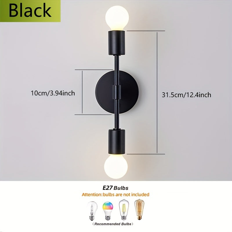 1 lámpara de pared moderna minimalista con doble luz, base E27 para bombilla, iluminación para sala, pasillo o dormitorio (sin bombilla)