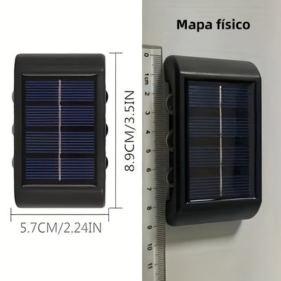 Luz de pared solar - Luz de camping al aire libre con 6 LED, iluminación de doble color para patio, calle, paisaje, decoración de jardín, regalo de Navidad