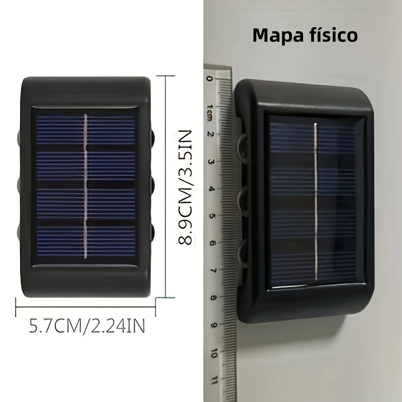Luz de pared solar - Luz de camping al aire libre con 6 LED, iluminación de doble color para patio, calle, paisaje, decoración de jardín, regalo de Navidad