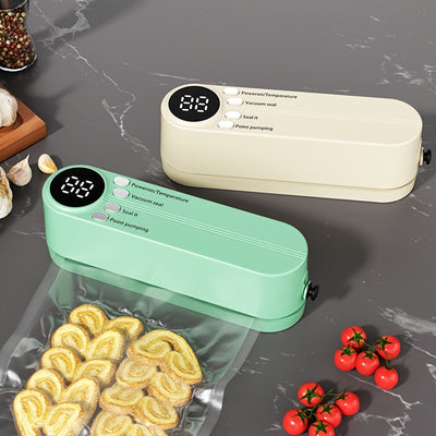 Sellador de vacío recargable por USB, batería de 1200 mAh, sellador de vacío multifuncional para el hogar y el exterior, inflable, diseño que ahorra espacio, adecuado para la frescura de los alimentos, snacks, carne, frutas, verduras - Voltaje de funcion