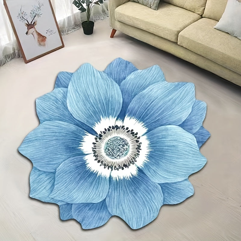 1 Pieza, Alfombrilla De Suelo Con Forma De Flor En 3D, Alfombra Antideslizante Para Sofá, Dormitorio, Sala De Estar Y Manta Rosa, Alfombra De Noche, Alfombra Lavable Superabsorbente Para Sala De Estar, Dormitorio Y Baño