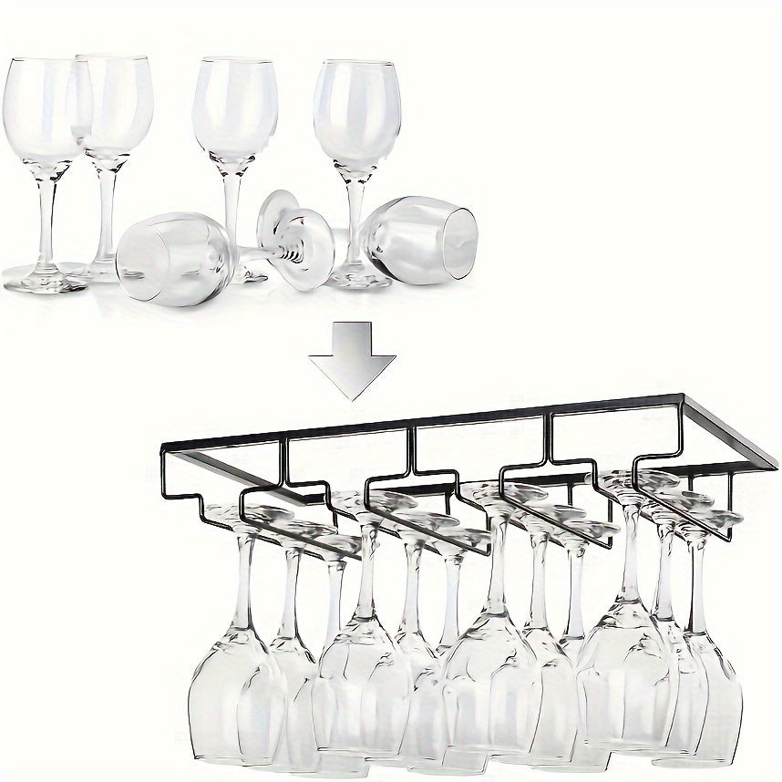 1 soporte para copas, organizador de copas de vino para montar en la pared, soporte para copas debajo del gabinete, ideal para gabinete, cocina, bar y restaurante, organizadores y almacenamiento de cocina, accesorios de cocina