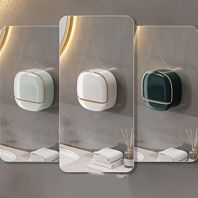 Dispensador de Jabón de Pared 1pc con Drenaje, Instalación Sin Taladro, Diseño Rectangular de Plástico en Verde/Blanco o Blanco/Dorado Rosa, Perfecto para Baño, Cocina y Almacenamiento de Fregadero
