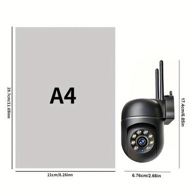 OURLIFE Cámara de Seguridad Exterior con Detección de Humanos/Mascotas, 1080P HD WiFi, Pan-Tilt, Audio Bidireccional, Alertas de Movimiento, Alimentación USB, Visión Nocturna, Inalámbrica IP, para Hogar/Negocio/Oficina, Monitoreo de Mascotas, Diseño de A