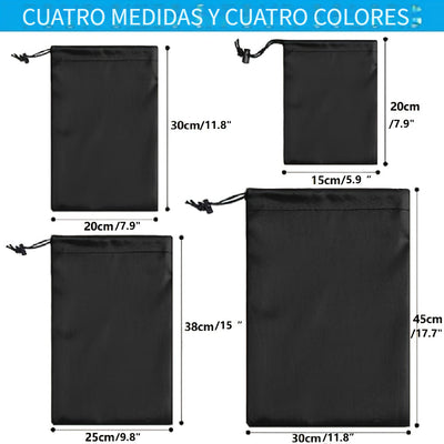 Bolsas de tela Oxford ajustables con cordón - Bolsas de almacenamiento duraderas para el hogar, viajes y uso al aire libre con cierre de cordón resistente, negro, bolsa de viaje, organizadores de joyas