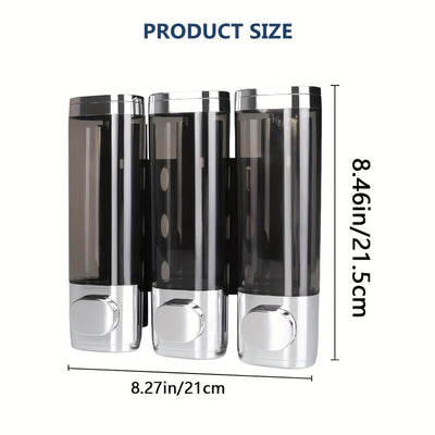 1pc Dispensador de Ducha Montado en Pared 3-en-1 - Organizador con Múltiples Compartimentos para Champú, Gel de Baño y Acondicionador - Plástico Duradero, Montaje en Pared o Uso Independiente, Sin Necesidad de Electricidad - Para Baño, Cocina u Hotel