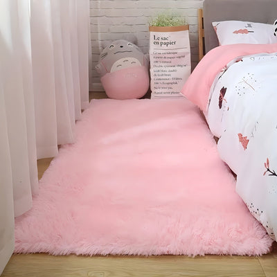 1 alfombra suave para dormitorio, alfombra antideslizante para la cama, color liso, forma rectangular, ligera, lavable, esponjosa, tejido de punto, hecha a máquina, respaldo de polipropileno, fibra de poliéster.