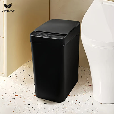 VIVIDAY 10L Bote de Basura Inteligente con Tapa - Negro, con Batería, Operación sin Contacto para Hogar, Oficina, Cocina y Dormitorio - Ideal para Baño Moderno y Decoración para el Hogar, Accesorio de Baño Moderno | Bote de Basura Elegante | Operación si