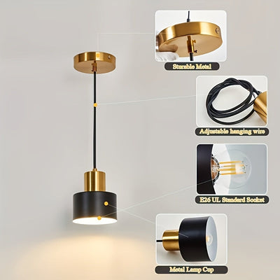 Linterna colgante moderna mini con cubierta de metal pulido, iluminación semienterrada para techo, ideal para cocina, comedor, pasillo, dormitorio - compatible con bombillas E27, incluye accesorios de instalación, alimentación por cableado (bombilla no i