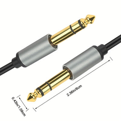 Acabado Metálico] Cable AUX i-Zclive de Alta Fidelidad de 6.5mm Macho a Macho - Aleación de Aluminio Duradera, Conectores Chapados en Oro para una Calidad de Sonido Mejorada - Ideal para Guitarras, Altavoces, Consolas de Mezcla y Más