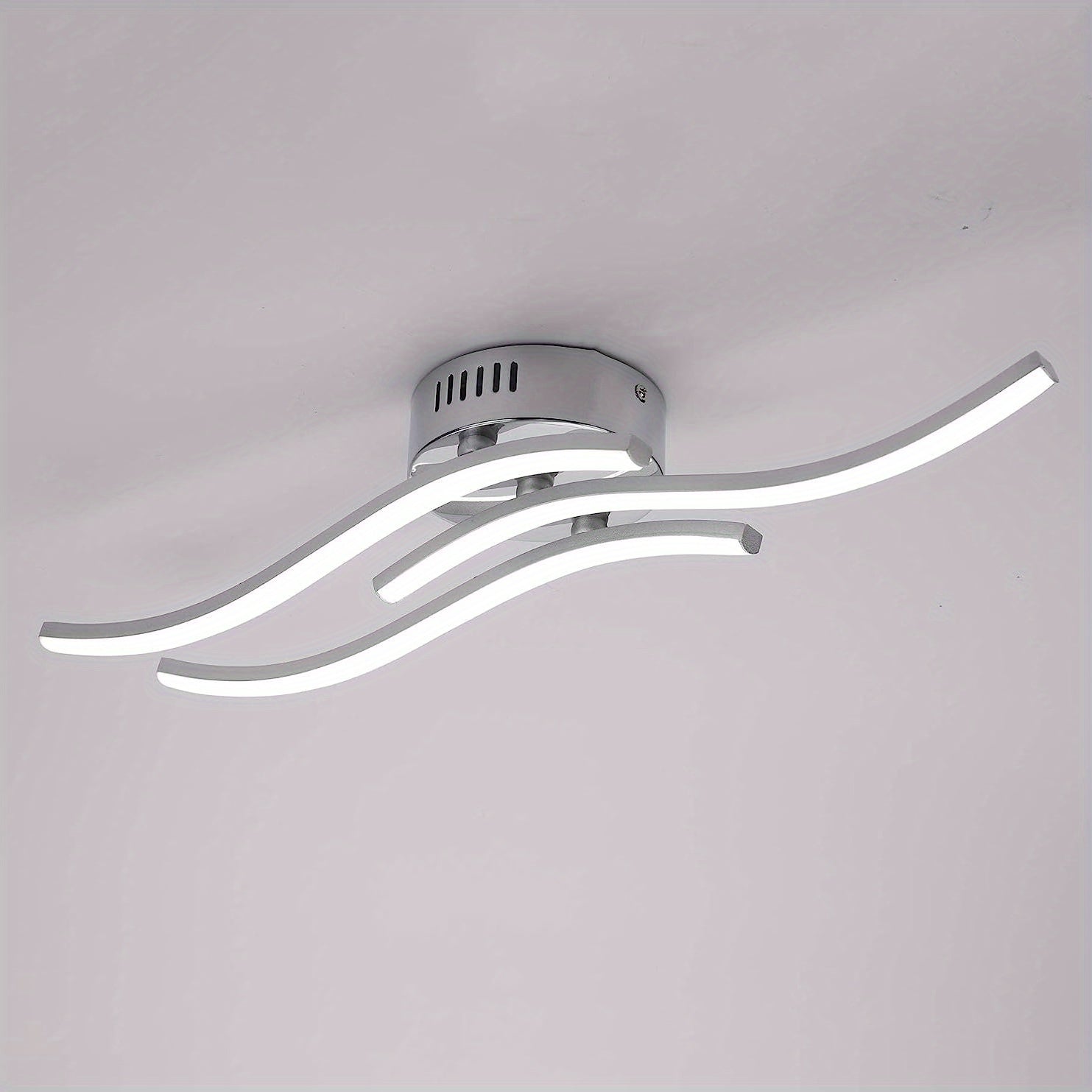 1 pieza de Luz de Techo LED Moderna HIMGOR con Diseño Curvo Elegante, Paneles LED Incorporados 3-en-1 (3000K/4000K/6000 CCT), Acabado Metálico Elegante, Regulable, Interruptor de Pared Incluido para Dormitorio, Sala de Estar o Comedor