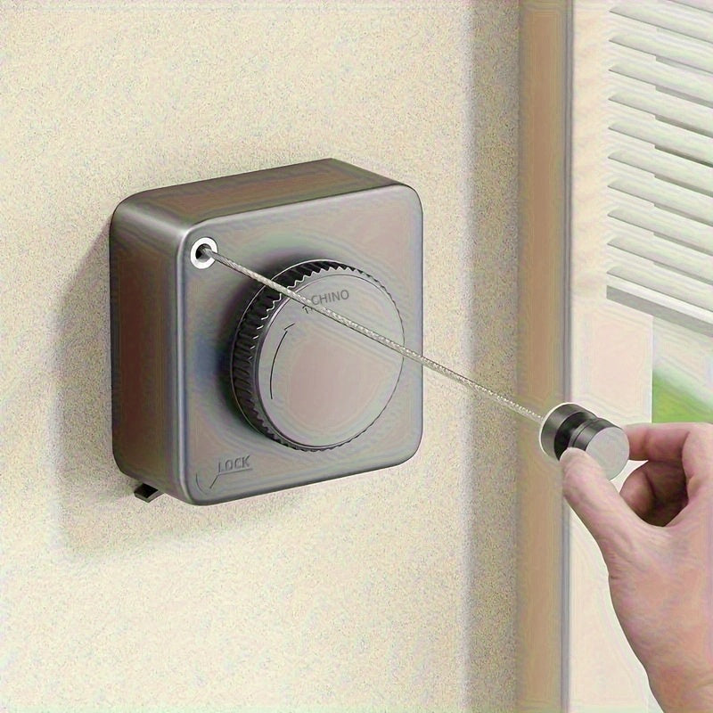 1 unidad de tendedero retráctil LDQ resistente: 4.6 metros de largo, acero inoxidable, para montar en pared, no se afloja, ideal para uso en interiores y exteriores, color gris, soportes para secar ropa