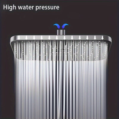 1pc Cabezal de Ducha Cuadrado - Flujo de Alta Presión Potente, Acabado Elegante Plateado/Negro, Montaje Fijo Diario para una Experiencia de Baño Lujosa - Accesorio de Baño Premium