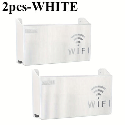 2 piezas de caja de almacenamiento para router WiFi con diseño de doble banda, soporte de 4K y puertos de red Ethernet de doble gigabit - Organizador de pared para sala de estar, dormitorio, oficina en casa - Material PP duradero, router para Internet en