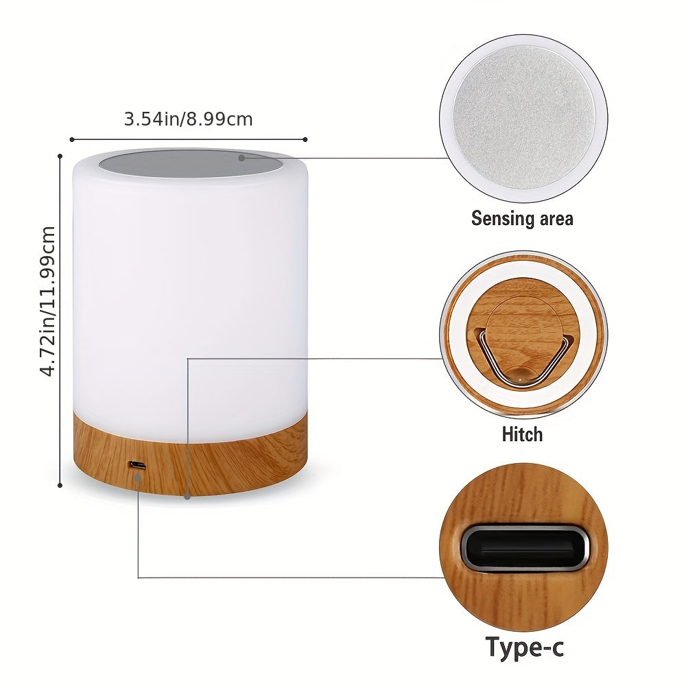 1pc Luz Nocturna Pequeña al Toque, Luz de Mesa Tapando, Luz de Cama para Dormitorio, Luz de Ambiente Colorida, Luz Cambiante de Colores, Carga USB Regulable