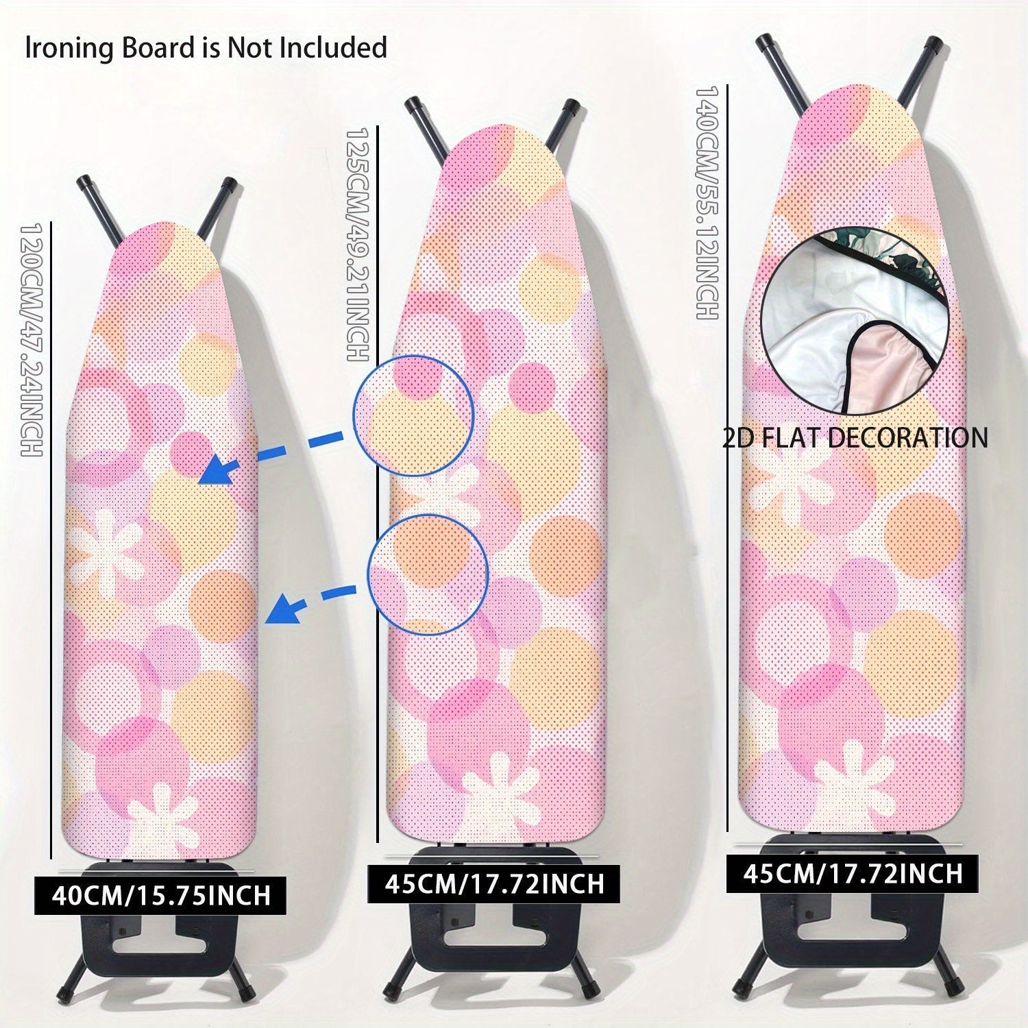 Fundas para Tabla de Planchar Resistentes con Superficie Antideslizante - Protector de Tamaño Completo, Lavable a Máquina, Apta para Mesas de Planchar Estándar (Tabla No Incluida) - Decoración para Lavandería en Rosa/Beige/Gris/Azul/Rojo//Blanco - Acceso