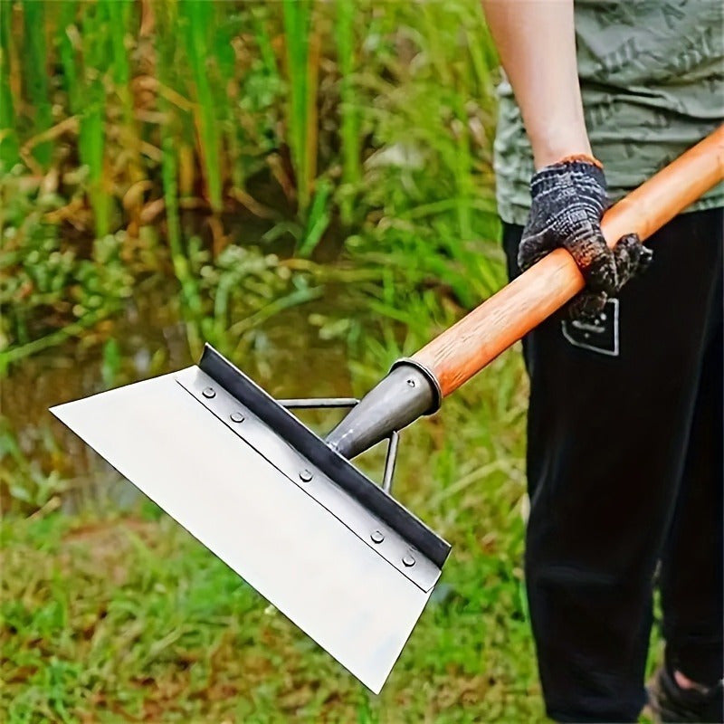 Pala de jardín de metal de alta resistencia - Herramienta multifuncional para eliminar malezas, nieve y hielo para jardines, cuidado de césped y uso agrícola - Mango ergonómico, diseño duradero para una eficiente eliminación de malezas y desechos, herram