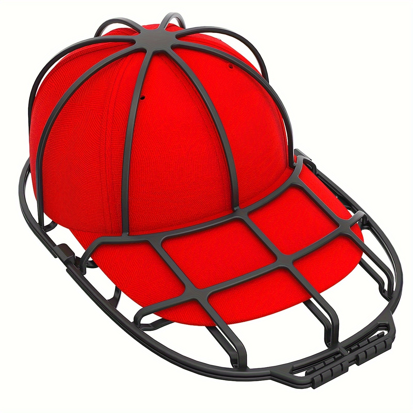 1pc Lavadora De Gorras De Béisbol De Plástico, Marco Plegable De Color Negro/blanco Para Lavadora, Limpiador De Gorras De Béisbol, Jaula De Lavado De Alta Calidad Y Desmontable Para Mantener La Forma