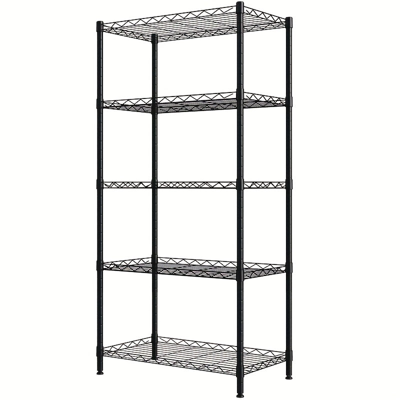 1 estante metálico ajustable de 4-5 niveles - Acero al carbono resistente, blanco con tubos dorados, diámetro de 12-16mm, organizador de almacenamiento montado en el suelo para hogar, oficina o garaje, capacidad de 10-15kg, no requiere batería, ensamblad