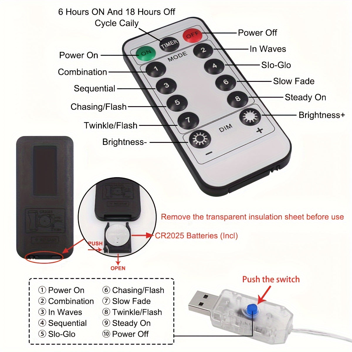 Luces de Hada para Cortina con Alimentación por USB y Control Remoto - 100/200/300 LED, Opciones en Blanco Cálido y Multicolor para Bodas, Fiestas, Hogar, Jardín, Decoración de Dormitorio - Material Plástico, Batería de Botón No Recargable Incluida, Sens