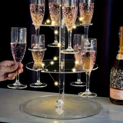Soporte de champán de acrílico moderno y lujoso, con capacidad para martinis y margaritas, soporte de copas de cóctel, estante de bebidas escalonado multifuncional, adecuado para bodas, bares y reuniones de fiesta.