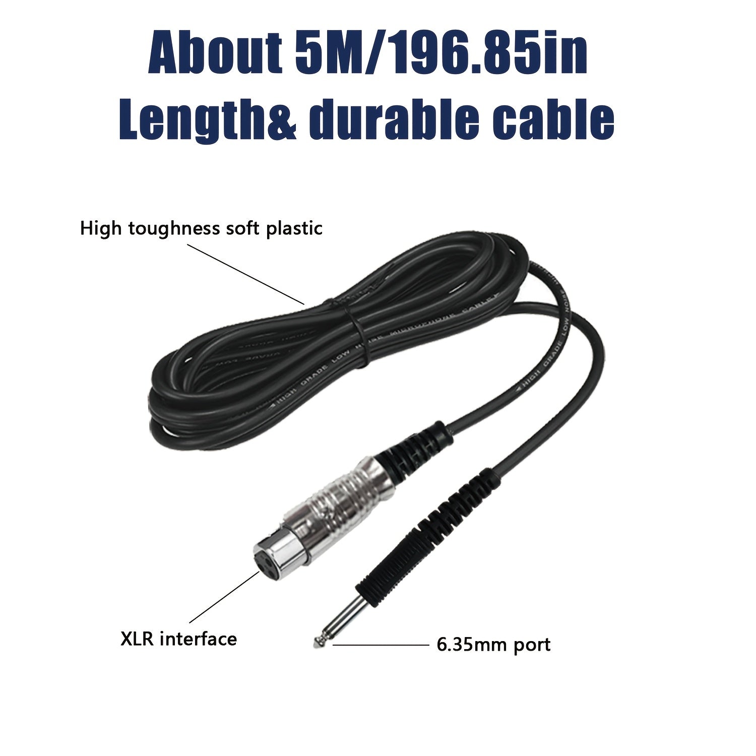 Micrófono dinámico profesional con cable y conector de 6,35 mm - Sonido de alta fidelidad, reducción de ruido, diseño negro para KTV, transmisión en vivo, reuniones y canto - Configuración fácil de enchufe y juego, grabación y uso en vivo múltiples, micr