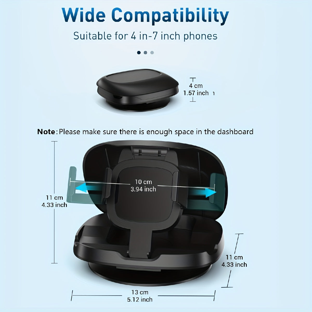 Soporte de coche con ventosa giratoria de 360° para teléfonos, Soporte de navegación para tablero con mecanismo de bloqueo