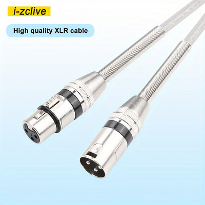 1pc Cable de Audio XLR I-ZCLIVE, Aleación de Zinc 3-Pines Macho a Hembra Forma Plana, Conector Transparente de Alta Calidad para Micrófono y Sistema de Altavoces para Preambules, Estaciones de Radio